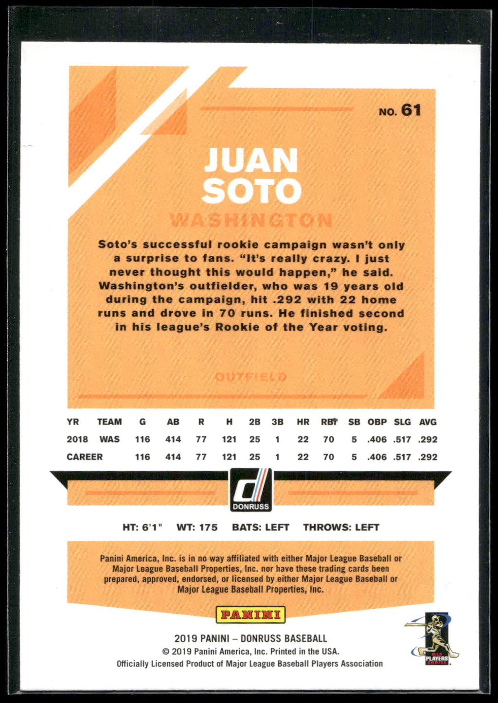2019 Donruss #61b Juan Soto