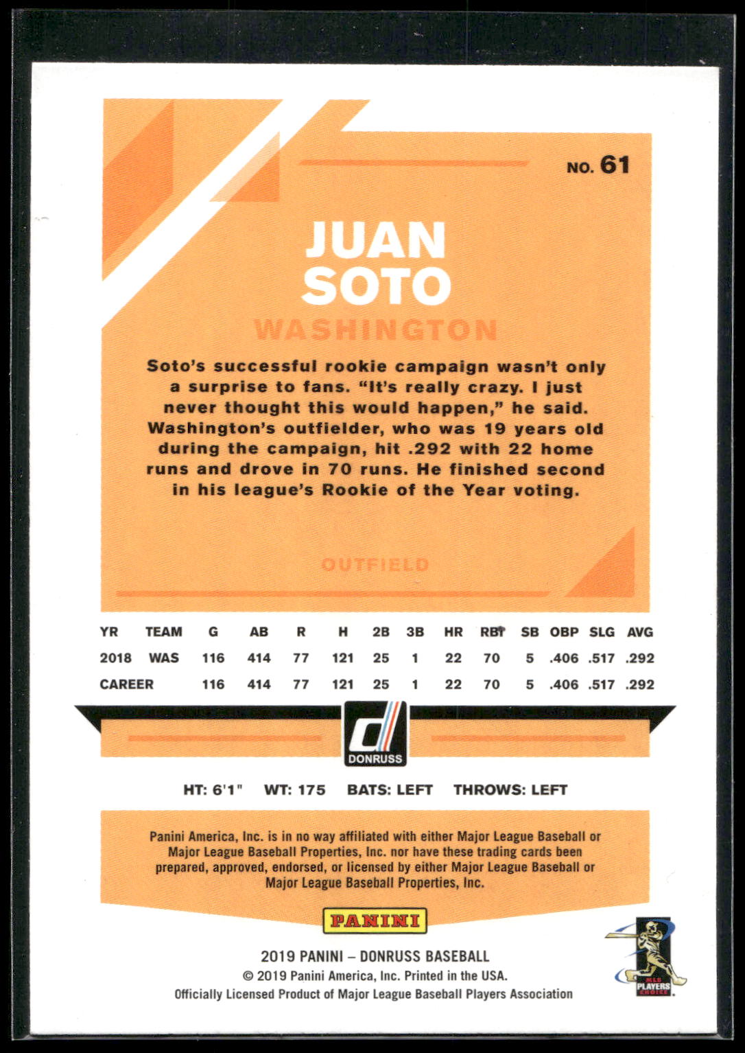 2019 Donruss #61b Juan Soto