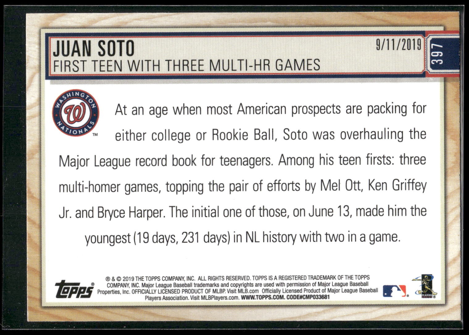 2019 Topps Big League #397 Juan Soto