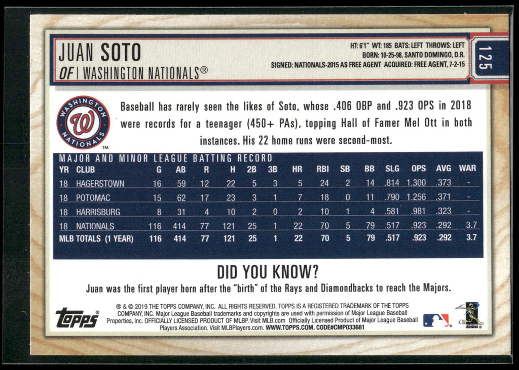 2019 Topps Big League #125 Juan Soto