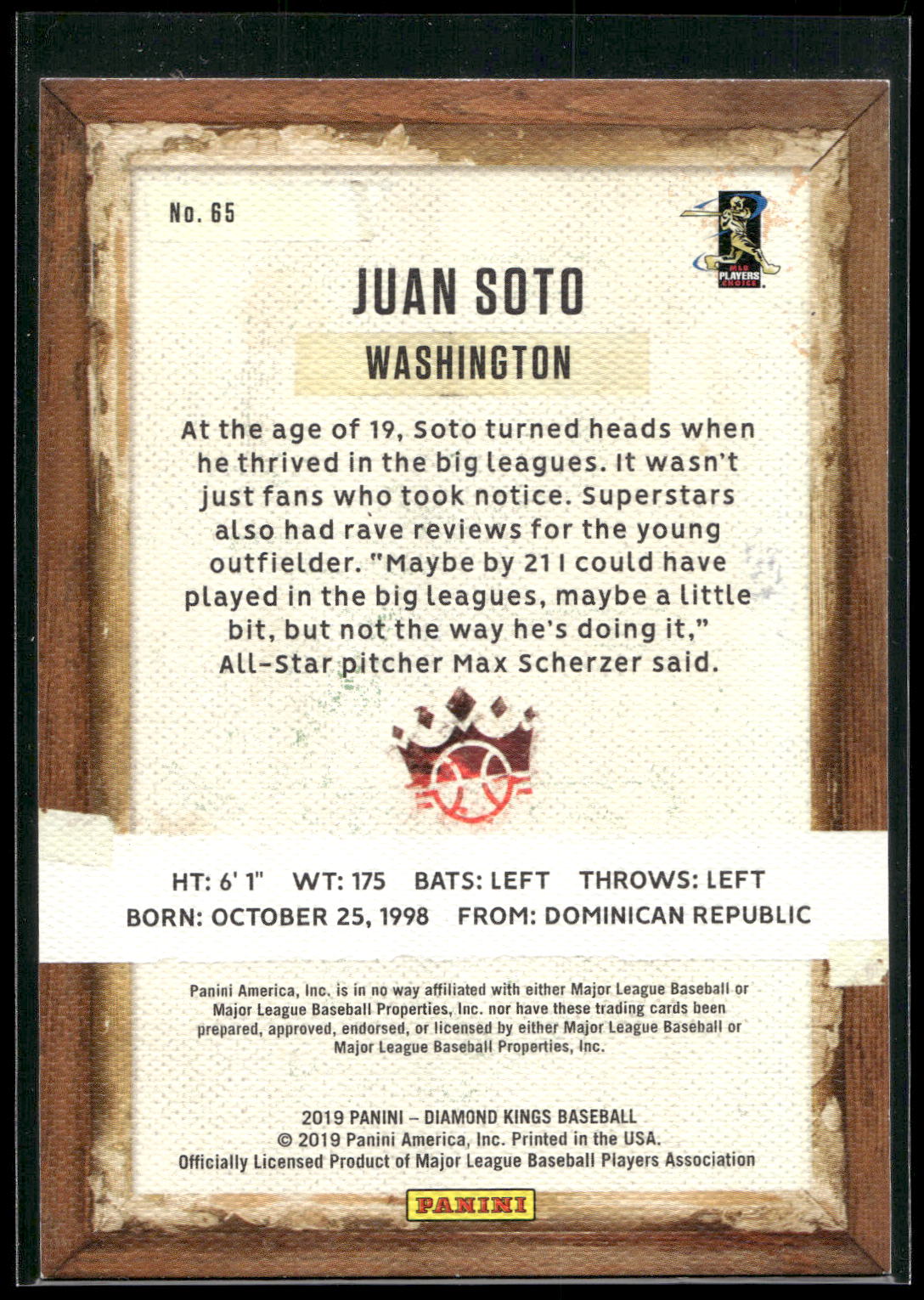 2019 Panini Diamond Kings #65 Juan Soto