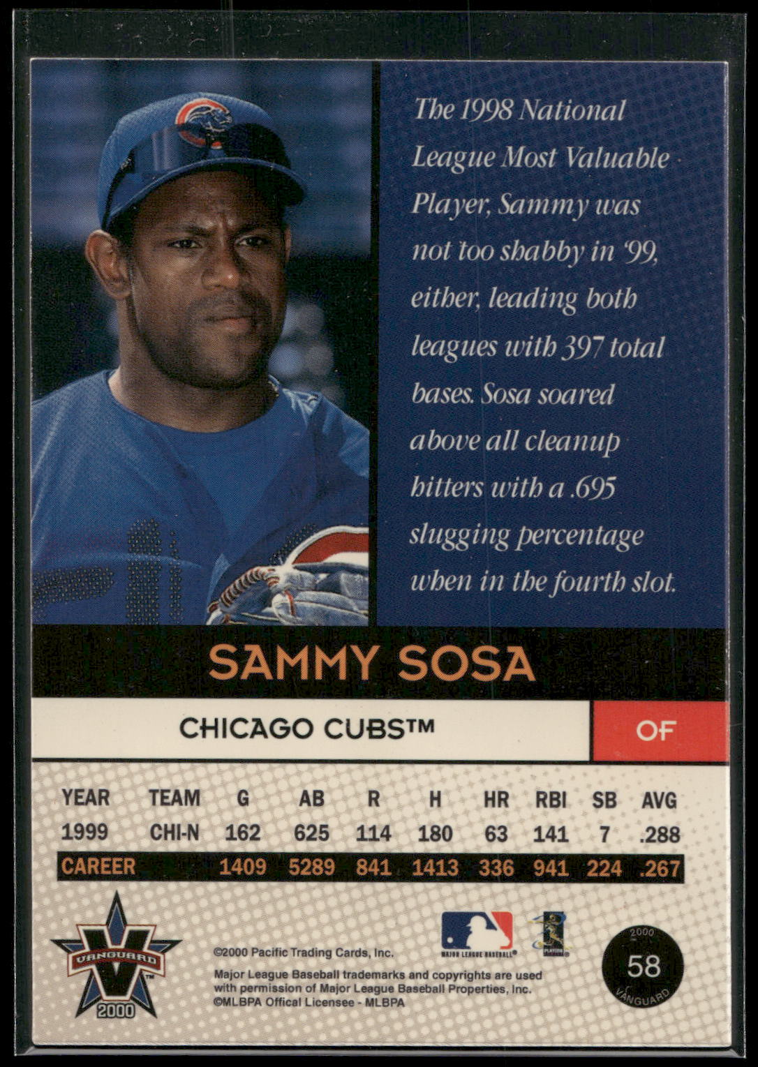2000 Pacific Vanguard #58 Sammy Sosa