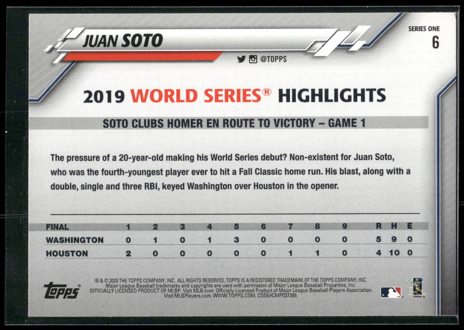 2020 Topps #6 Juan Soto
