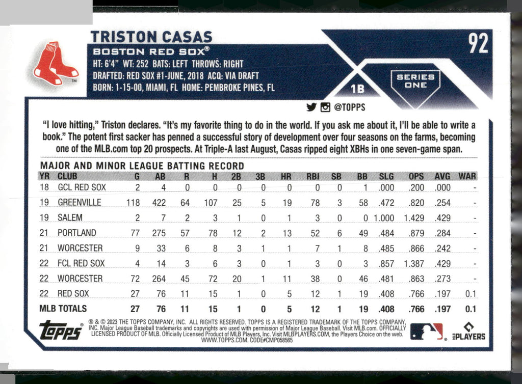 2023 Topps #92 Triston Casas
