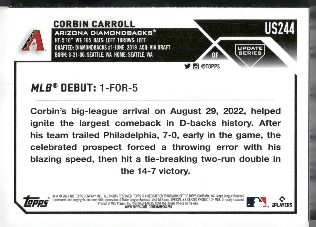 2023 Topps Update #US244 Corbin Carroll