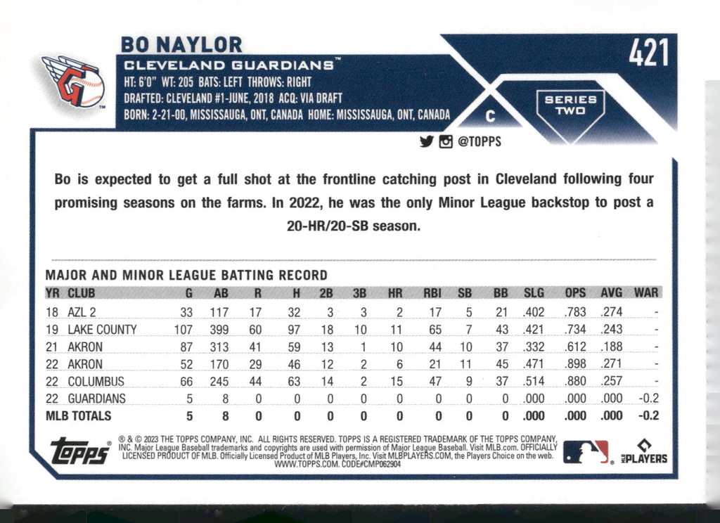 2023 Topps #421 Bo Naylor