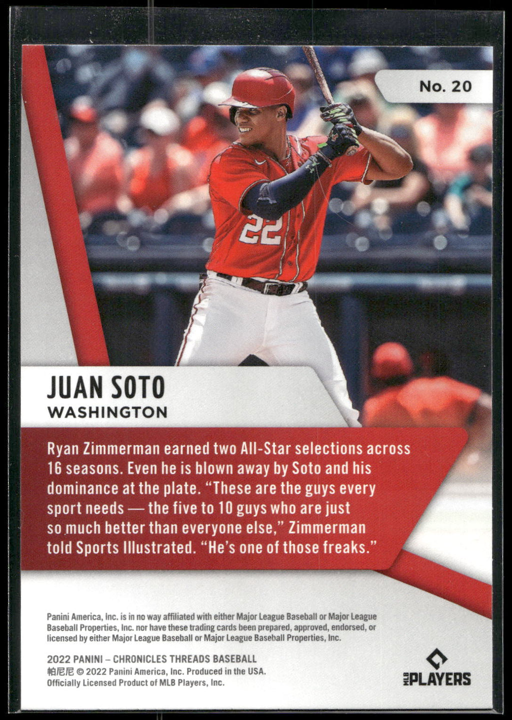 2022 Panini Chronicles #20 Juan Soto Threads