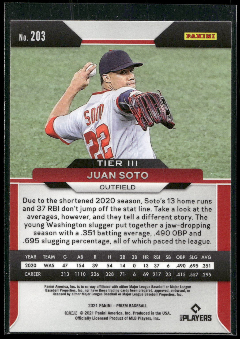 2021 Panini Prizm #203 Juan Soto