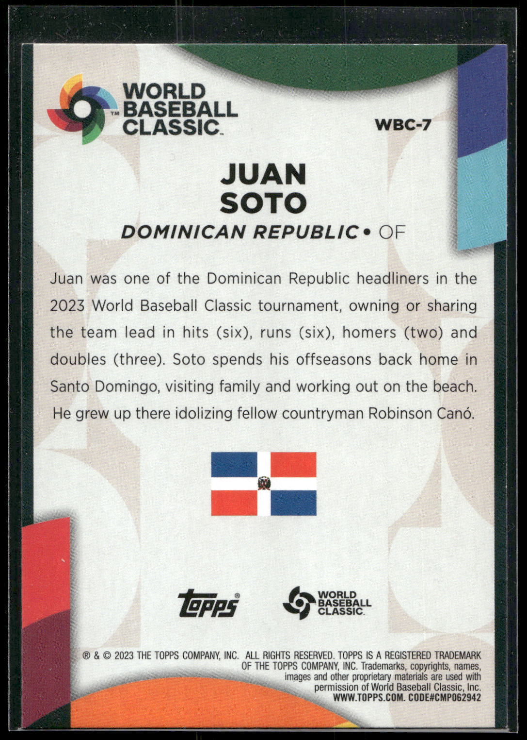 2023 Topps #WBC-7 Juan Soto 2023 World Baseball Classic Stars