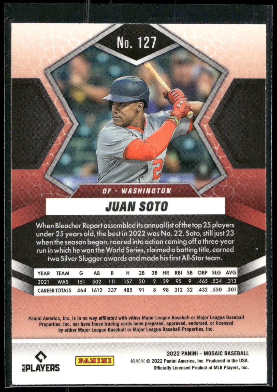 2022 Panini Mosaic #127 Juan Soto