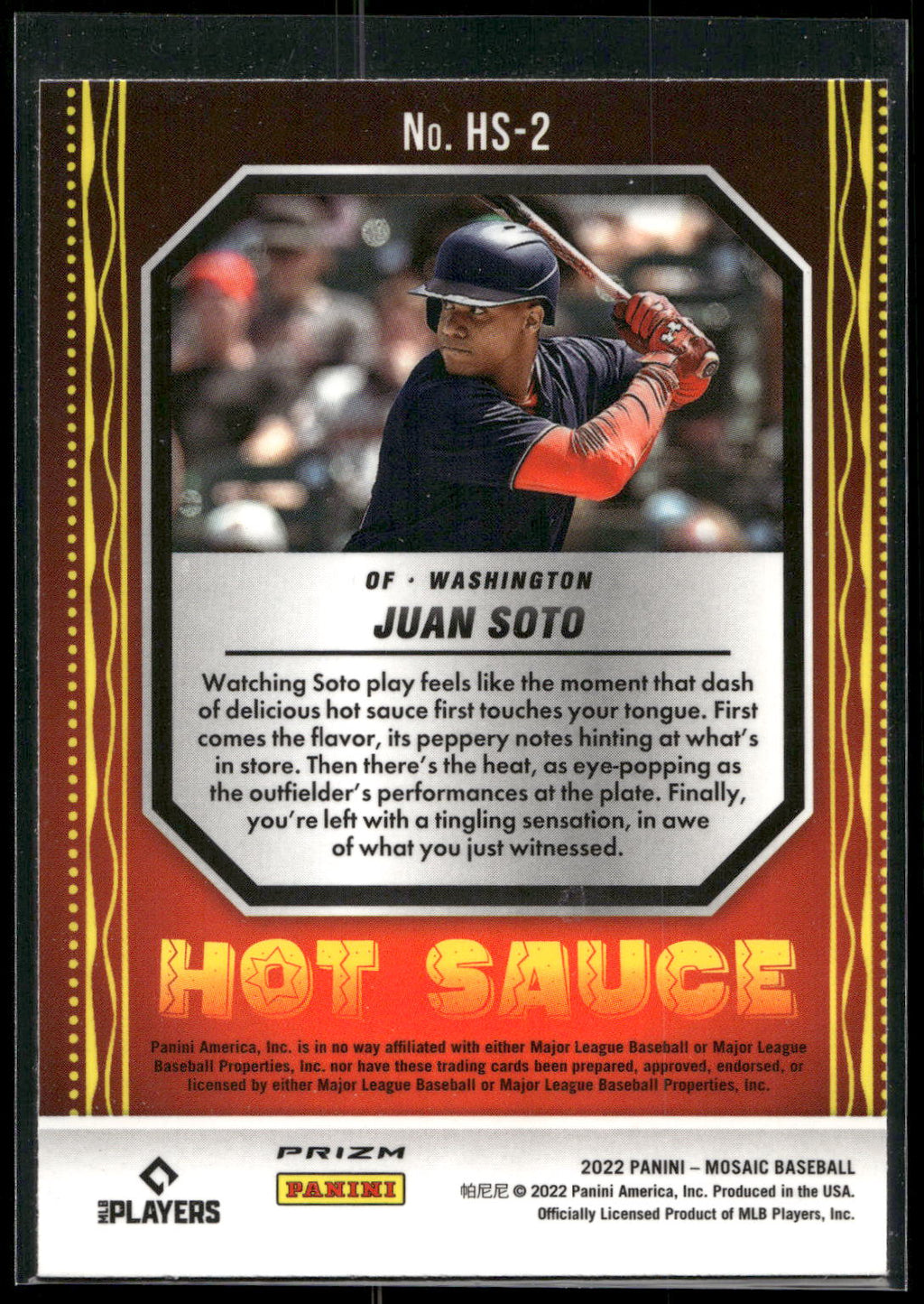 2022 Panini Mosaic #HS-2 Juan Soto Hot Sauce Mosaic