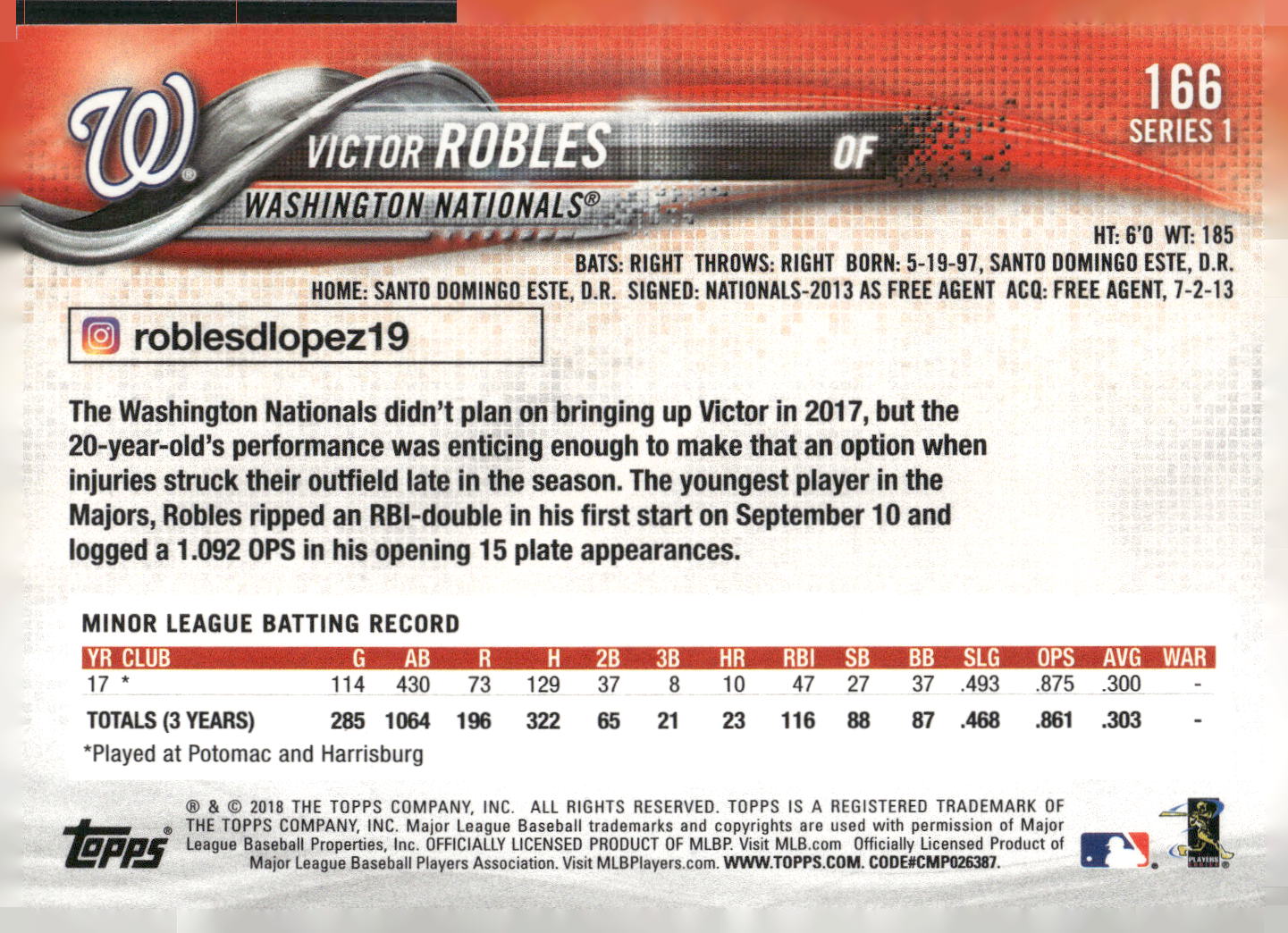 2018 Topps #166 Victor Robles