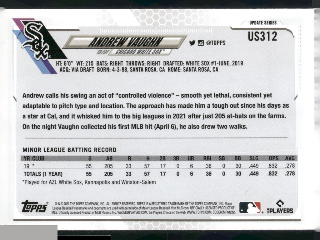 2021 Topps Update #US312 Andrew Vaughn
