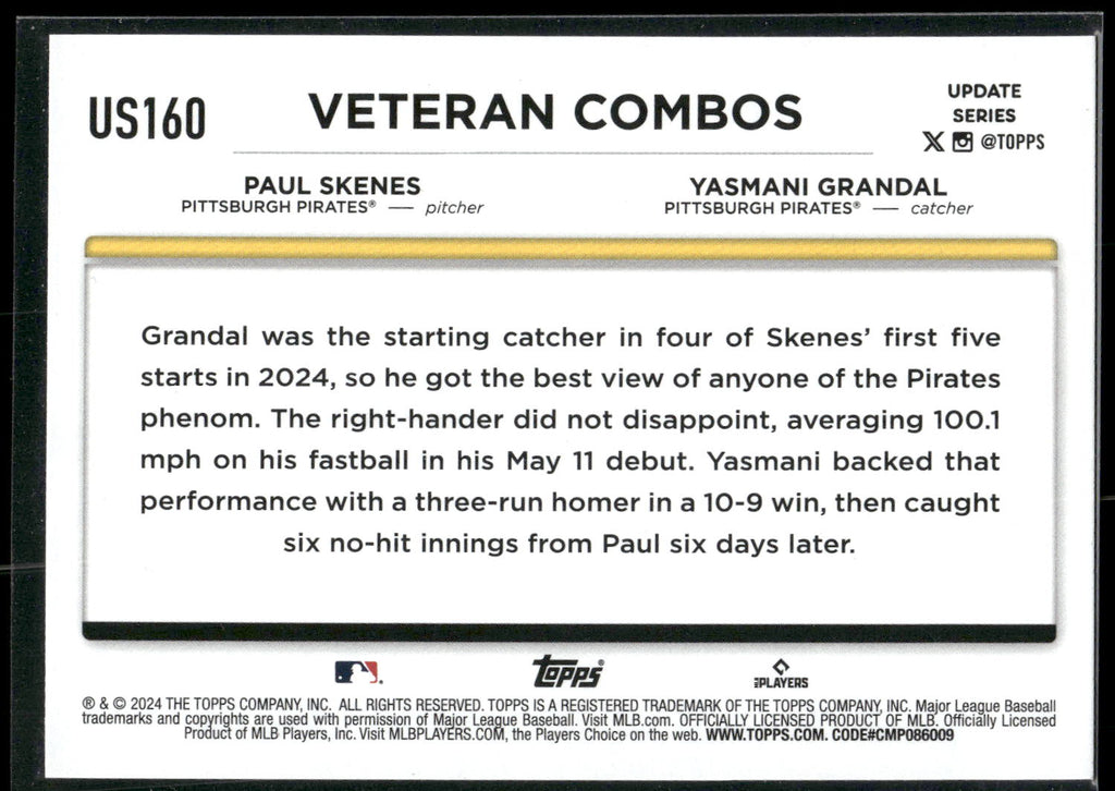 2024 Topps Update #US160 Skenes Gasses Up Grandal