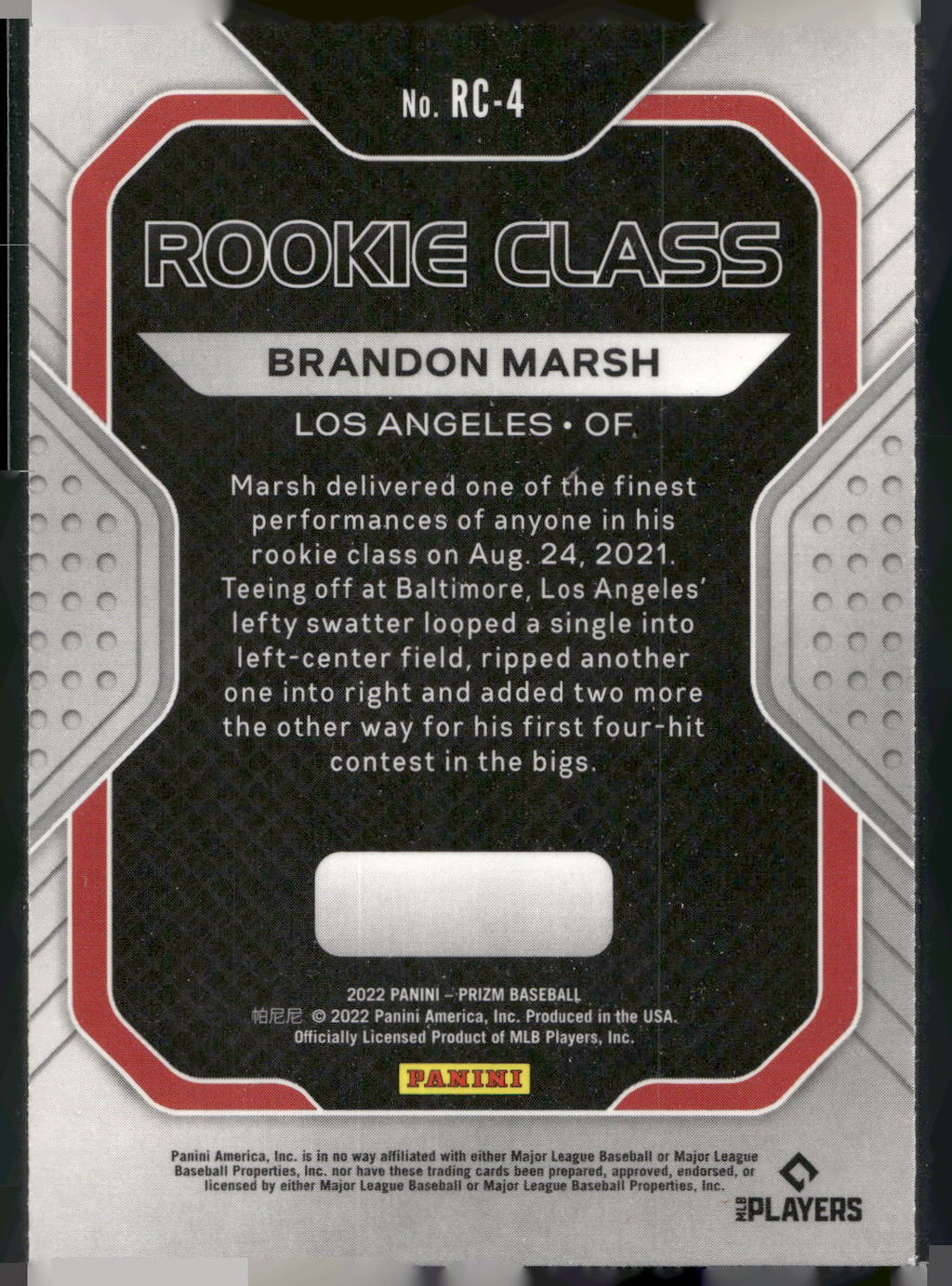 2022 Panini Prizm #RC-4 Brandon Marsh Rookie Class