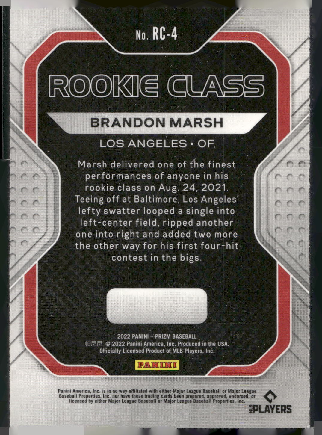 2022 Panini Prizm #RC-4 Brandon Marsh Rookie Class