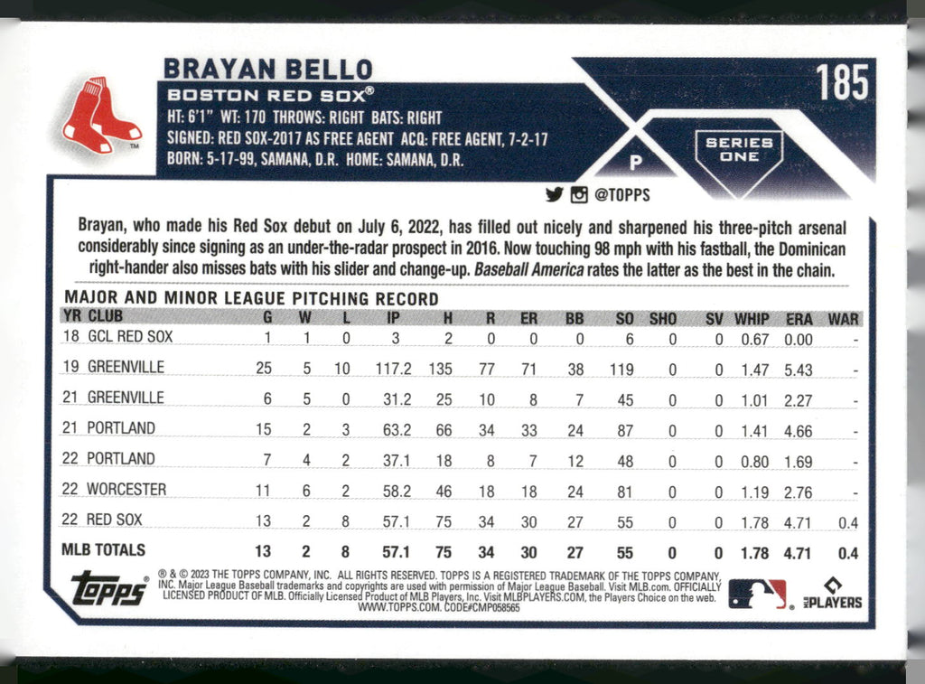 2023 Topps #185 Brayan Bello