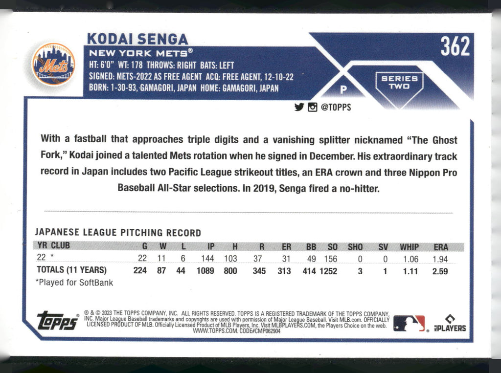 2023 Topps #362 Kodai Senga