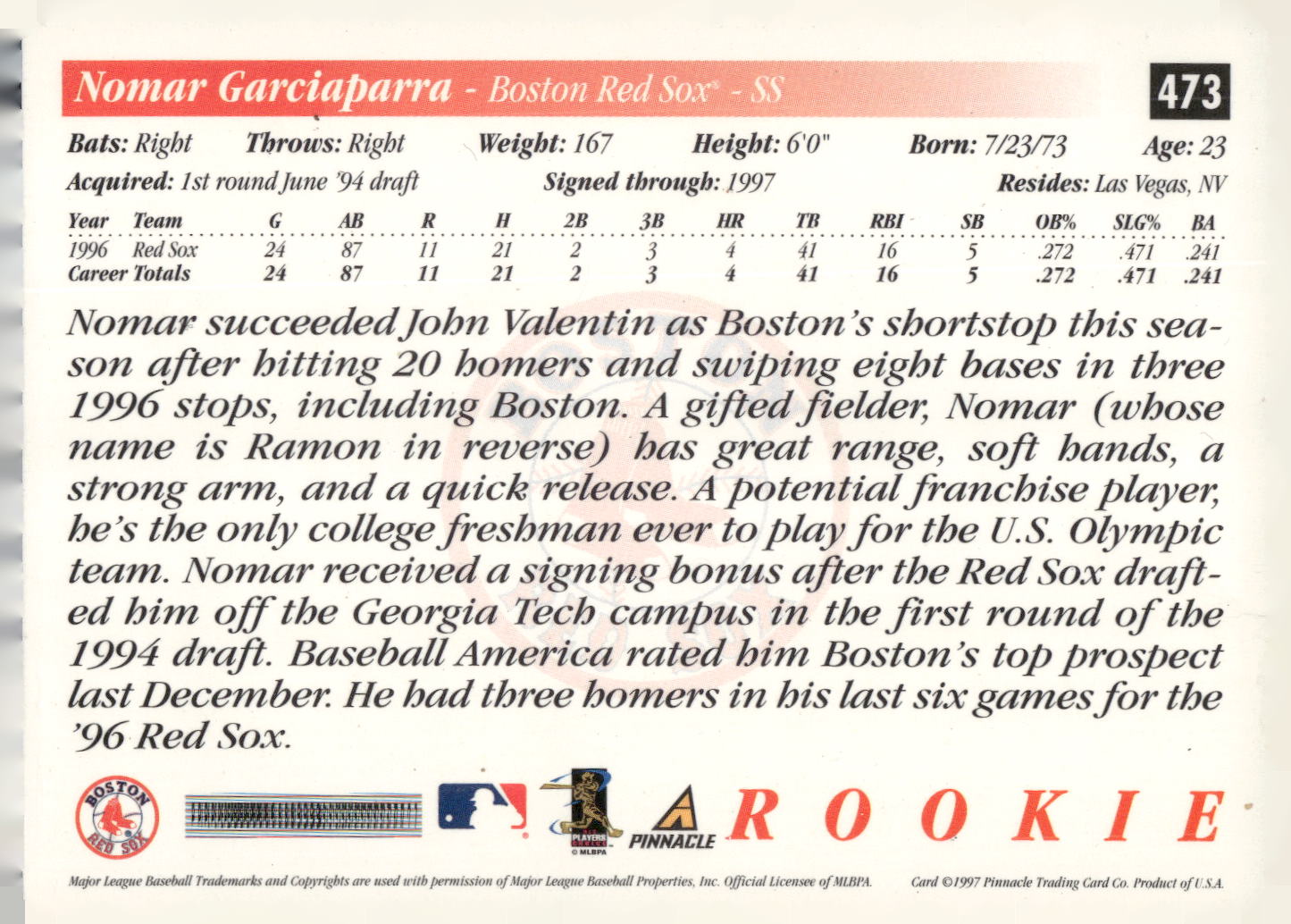 1997 Score #473 Nomar Garciaparra
