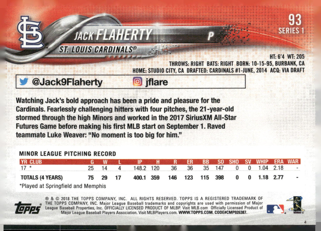 2018 Topps #93 Jack Flaherty
