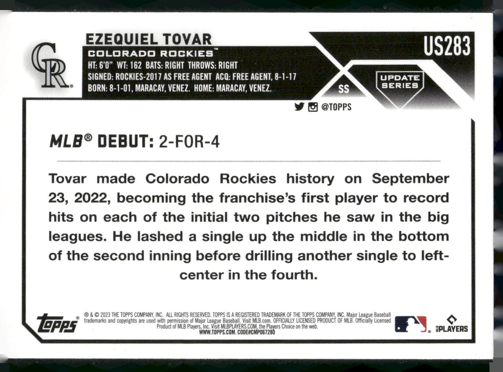 2023 Topps Update #US283 Ezequiel Tovar
