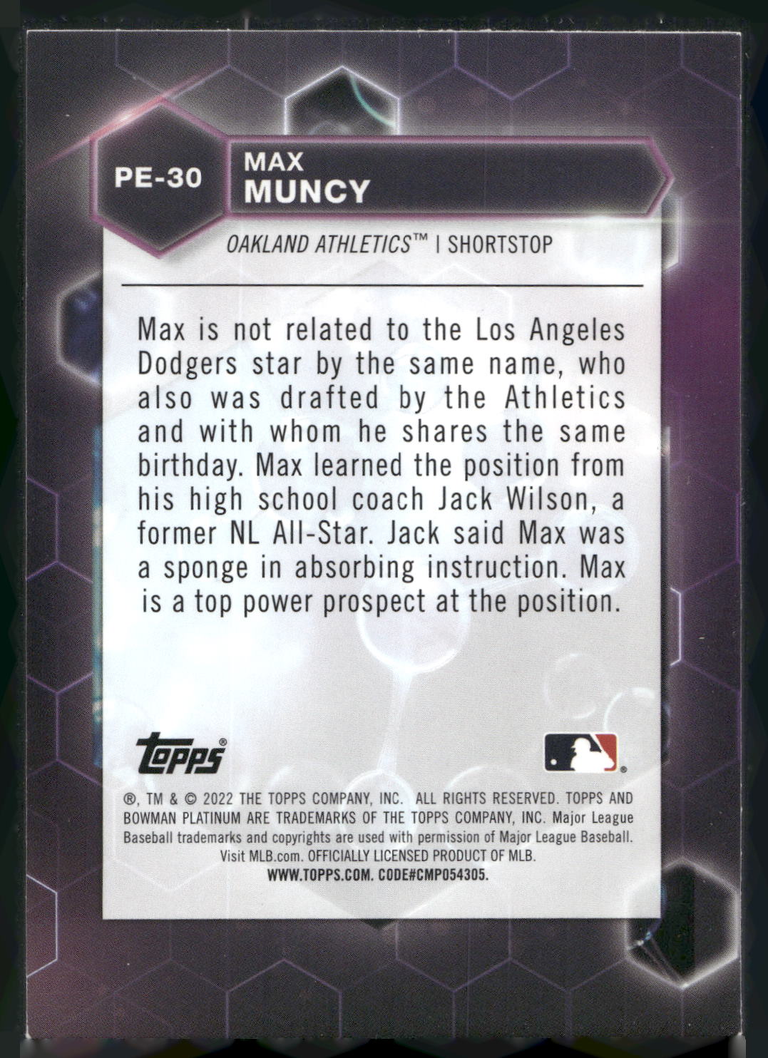 2022 Bowman Platinum #PE-30 Max Muncy Precious Elements