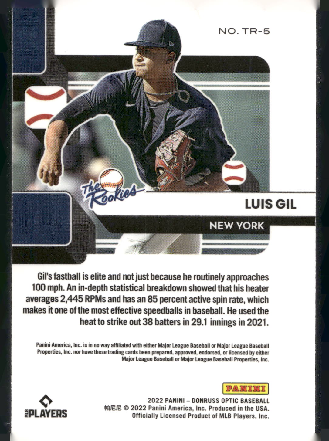 2022 Donruss Optic #TR-5 Luis Gil The Rookies