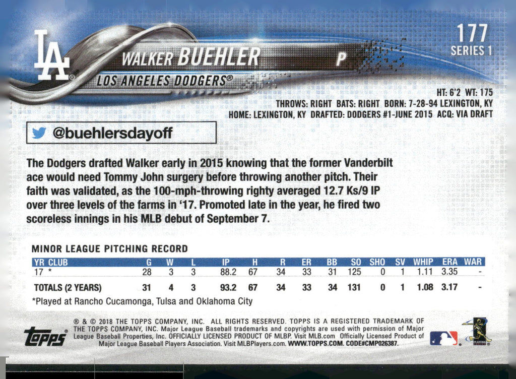 2018 Topps #177 Walker Buehler