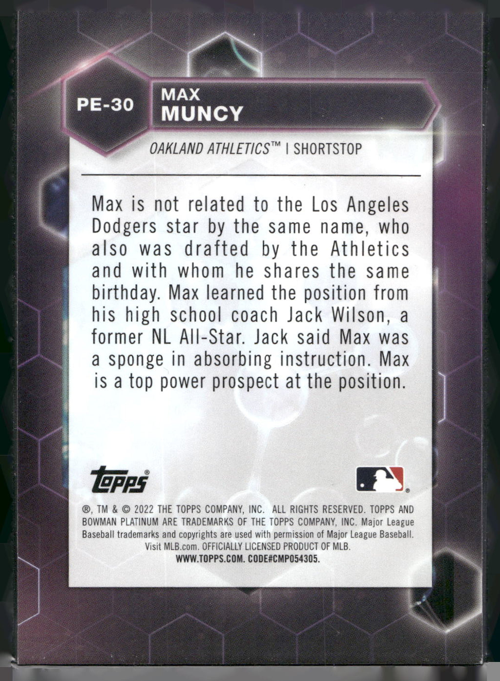 2022 Bowman Platinum #PE-30 Max Muncy Precious Elements