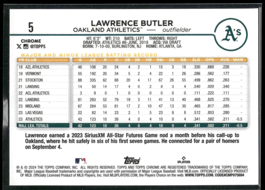 2024 Topps Chrome #5 Lawrence Butler