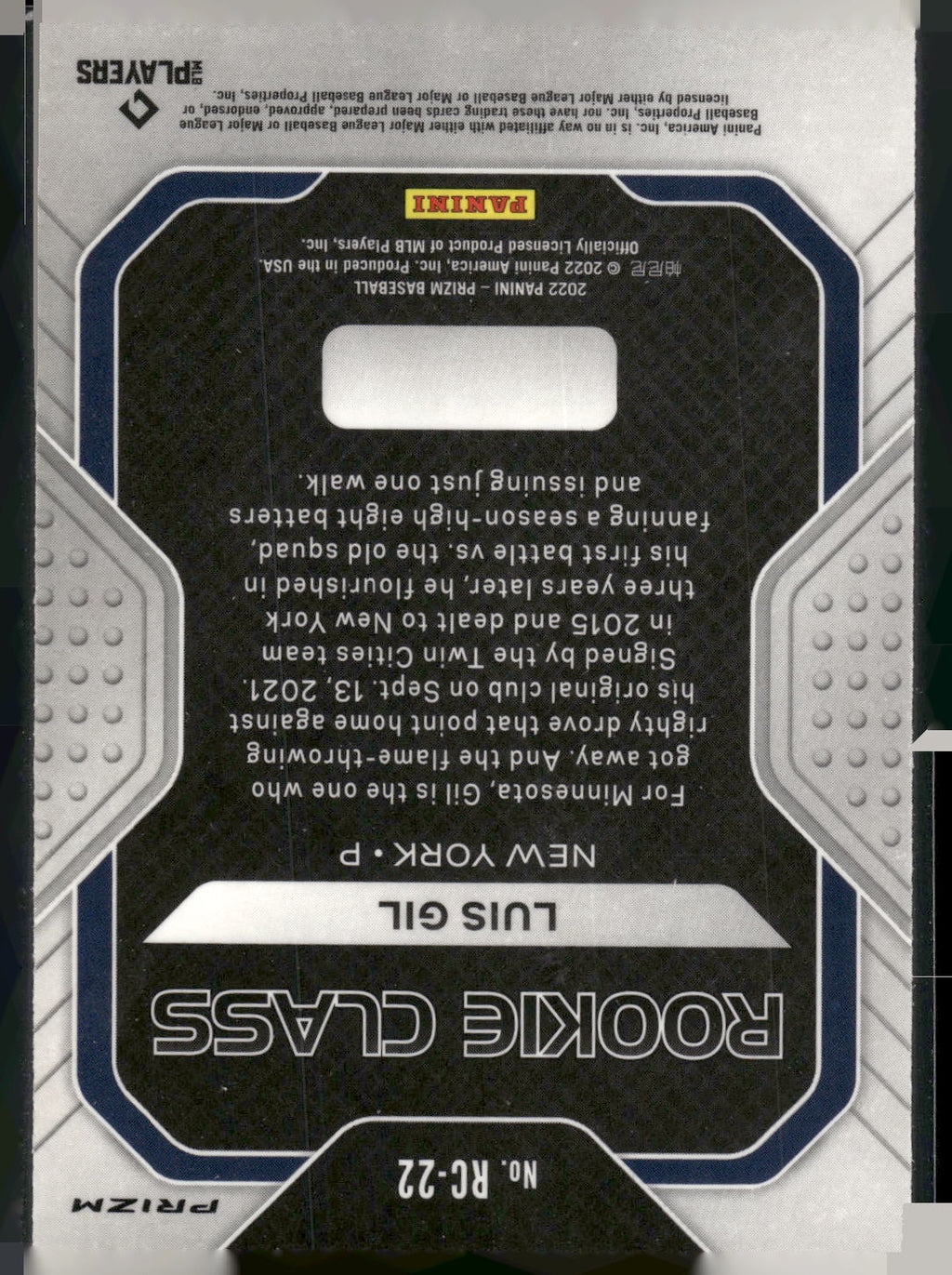 2022 Panini Prizm #RC-22 Luis Gil Rookie Class Silver Prizm