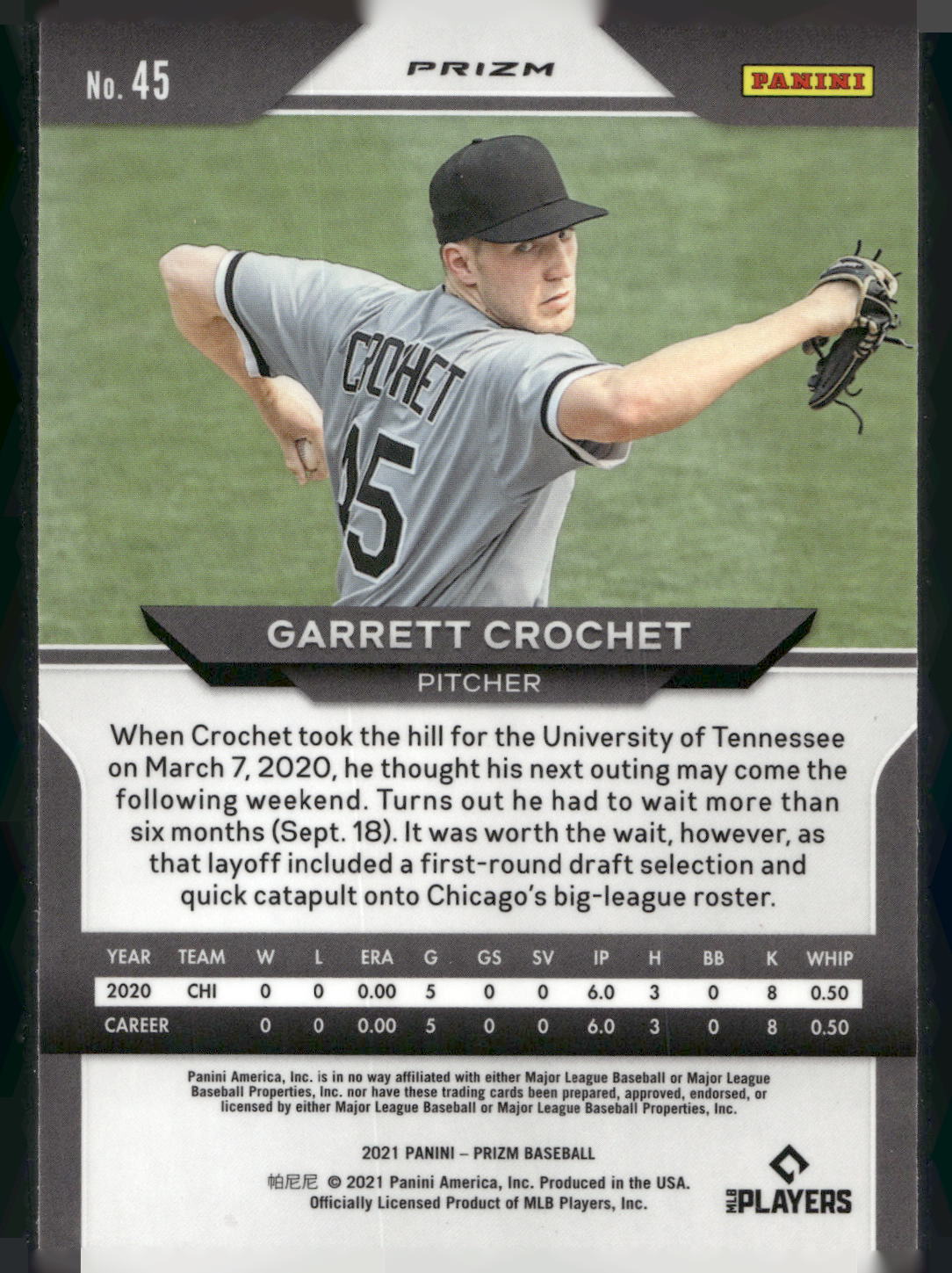 2021 Panini Prizm #45 Garrett Crochet Red/White/Blue Prizm