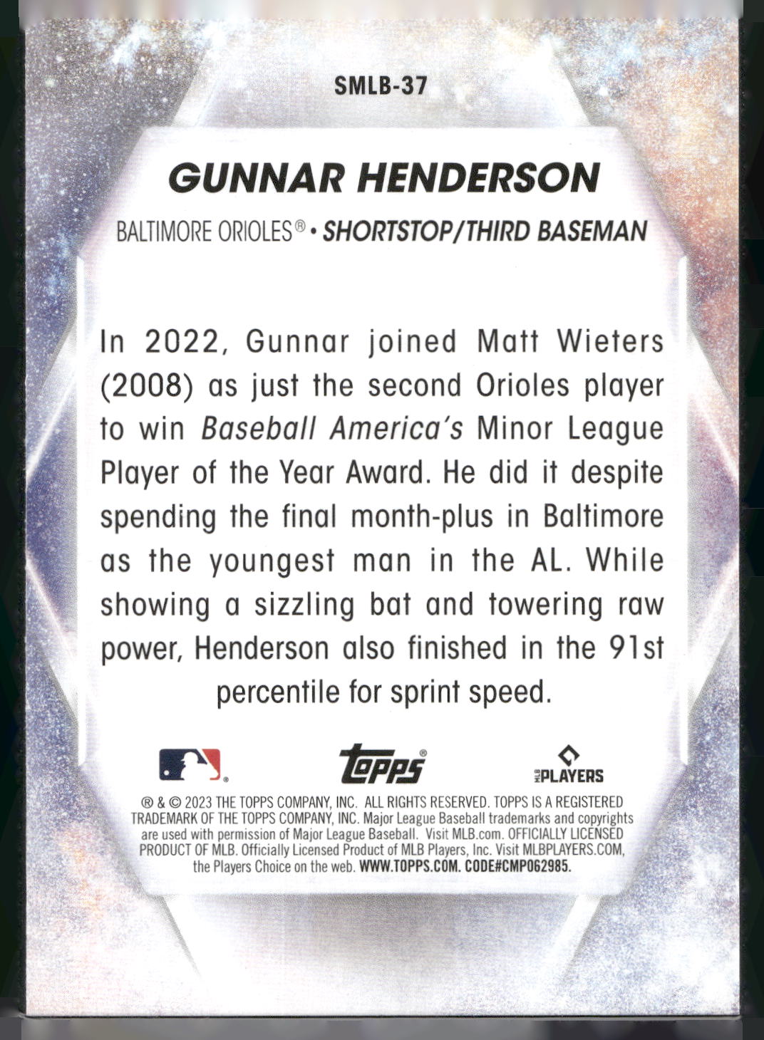 2023 Topps #SMLB-37 Gunnar Henderson Stars of MLB