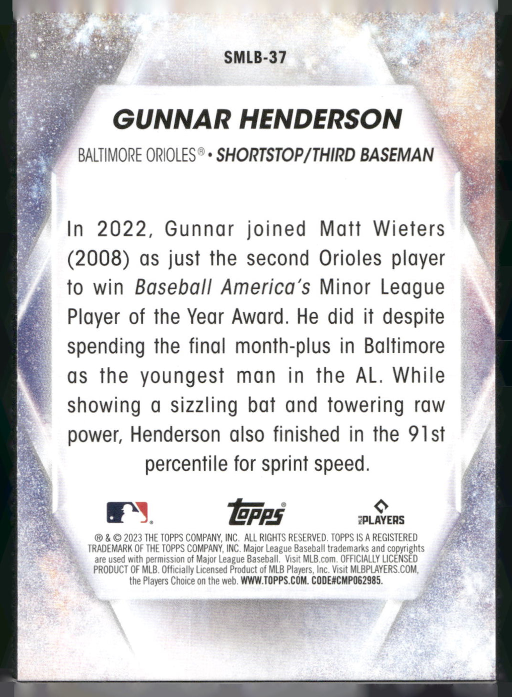 2023 Topps #SMLB-37 Gunnar Henderson Stars of MLB