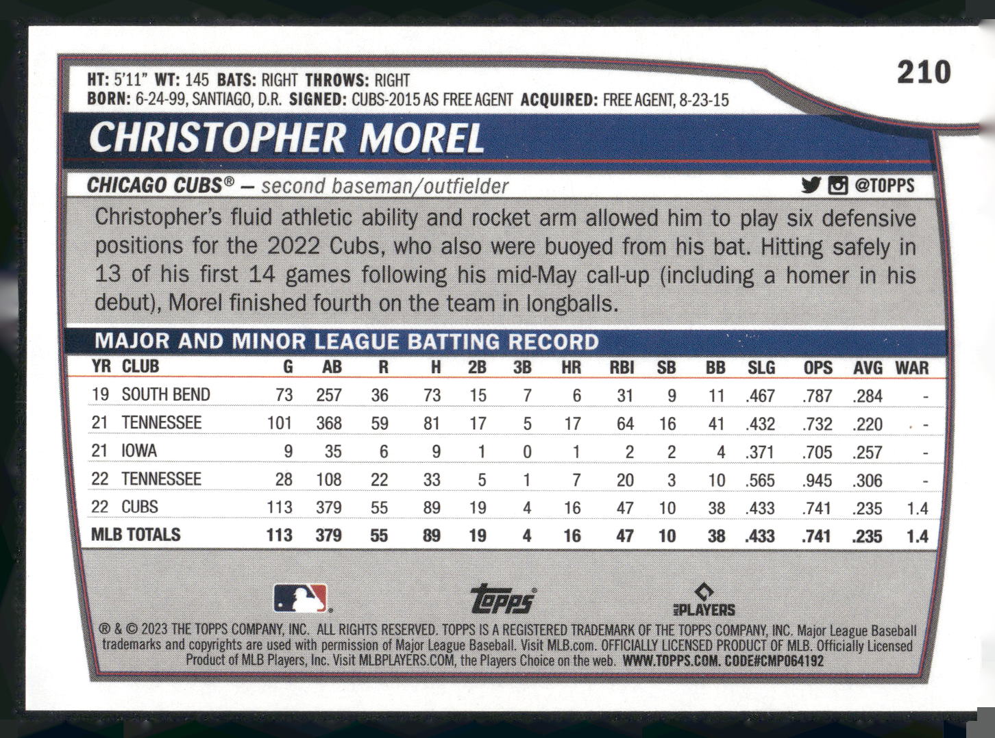 2023 Topps Big League #210 Christopher Morel