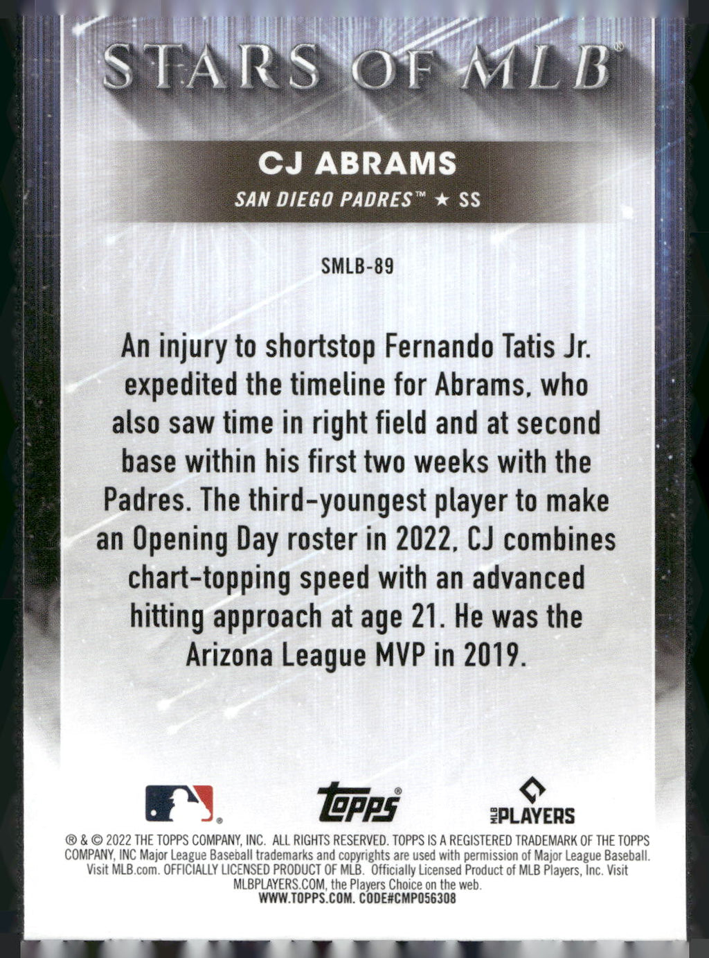 2022 Topps Update #SMLB-89 CJ Abrams Stars of MLB