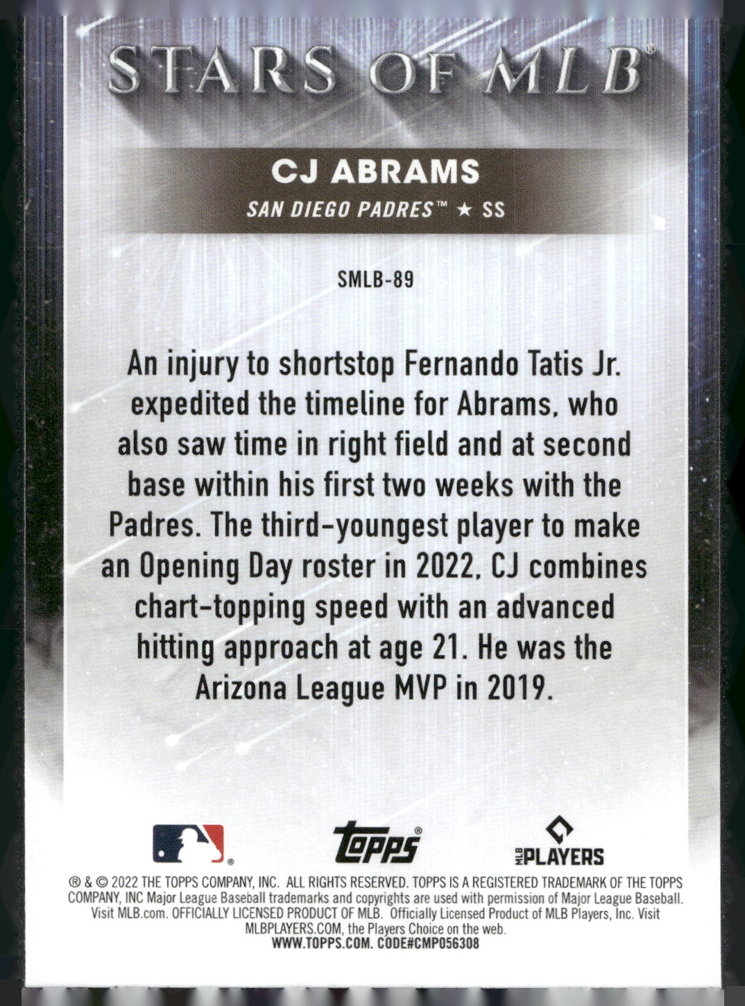 2022 Topps Update #SMLB-89 CJ Abrams Stars of MLB