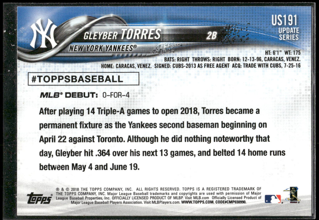 2018 Topps Update #US191 Gleyber Torres