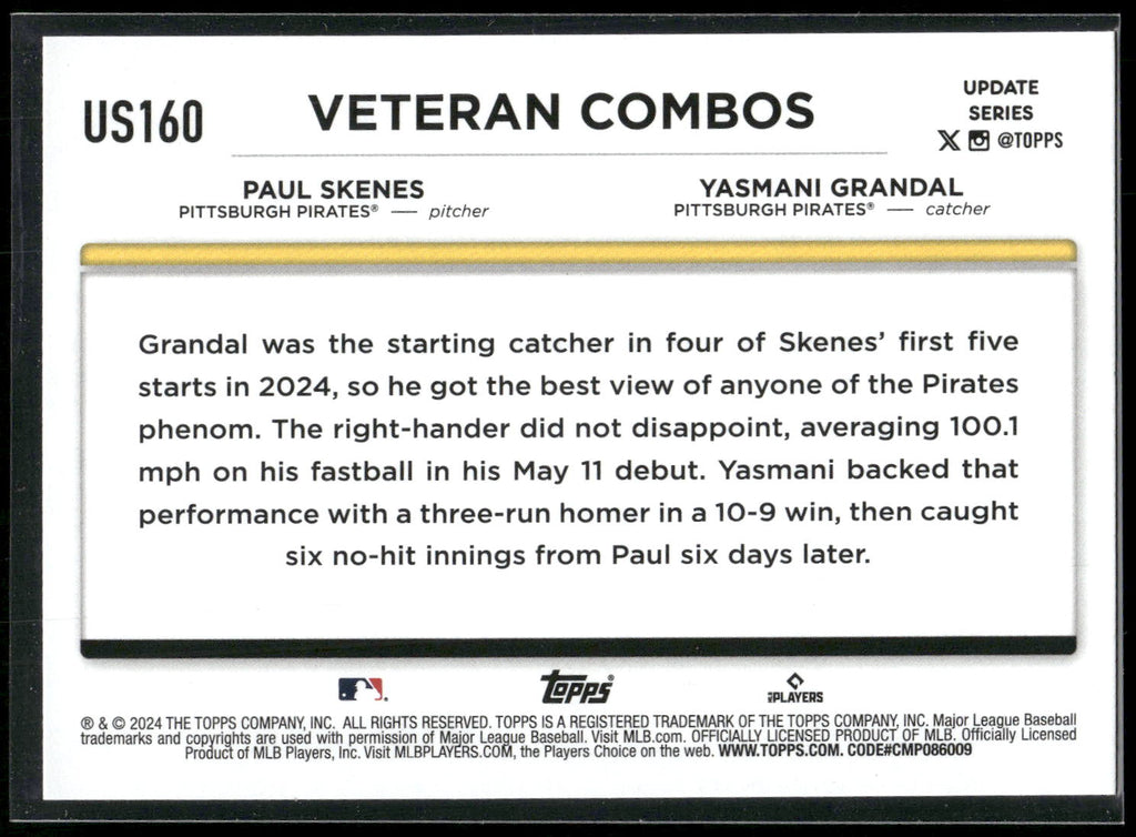 2024 Topps Update #US160 Skenes Gasses Up Grandal