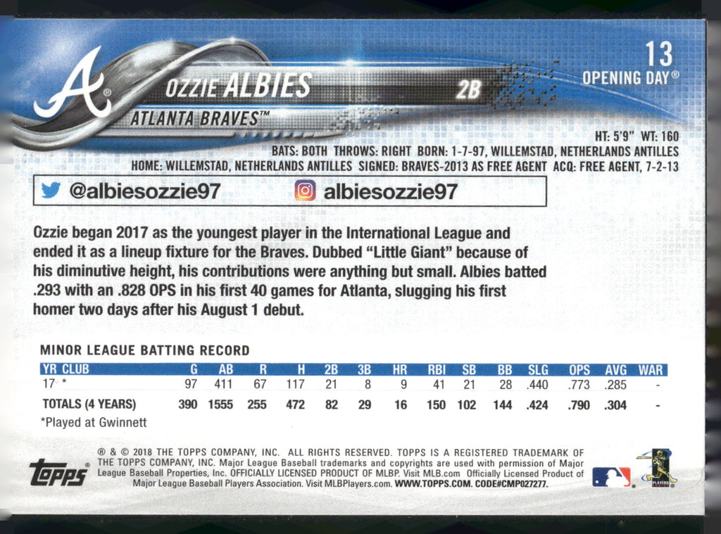 2018 Topps Opening Day #13 Ozzie Albies