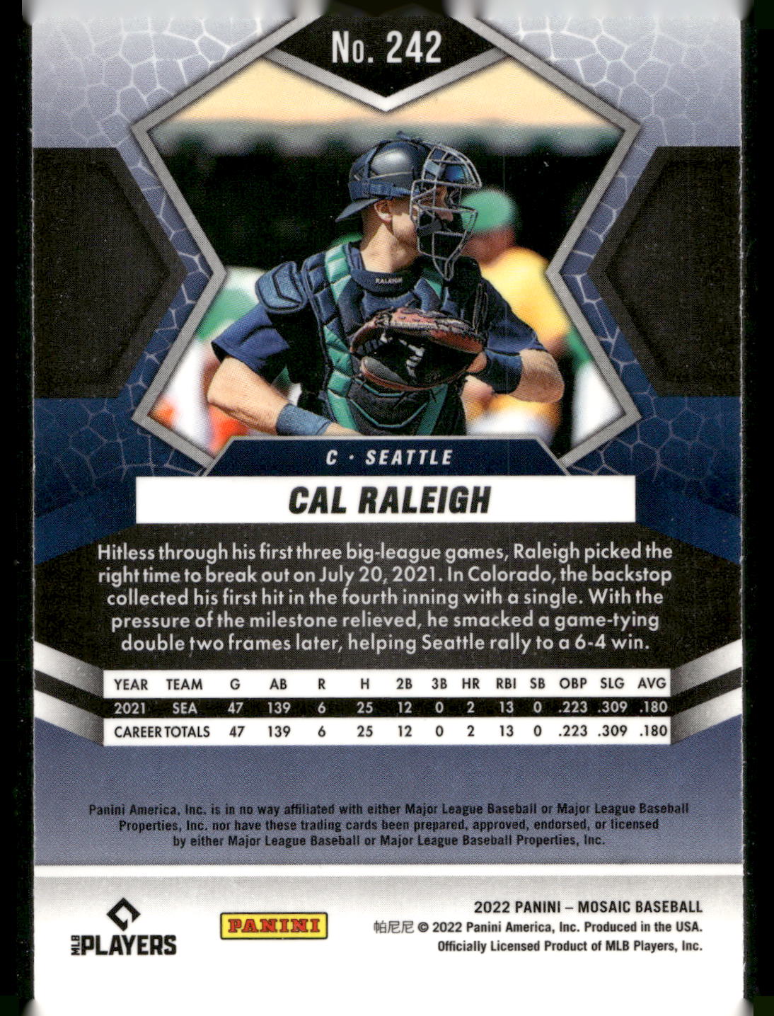 2022 Panini Mosaic #242 Cal Raleigh