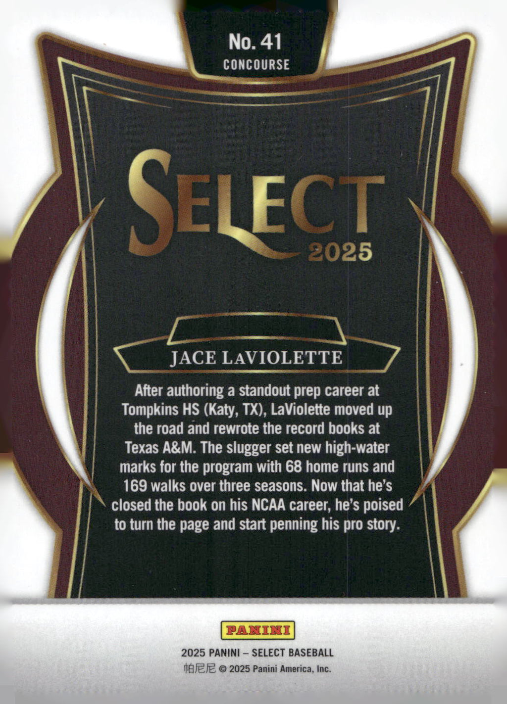 2025 Panini Select #41 Jace LaViolette
