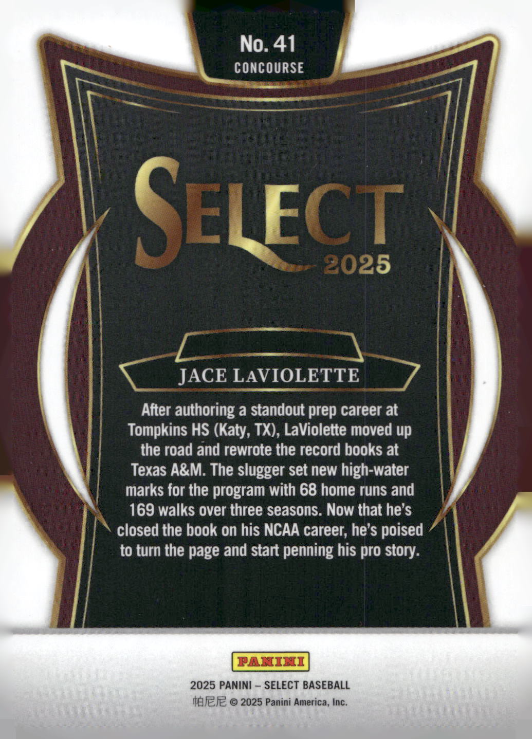 2025 Panini Select #41 Jace LaViolette