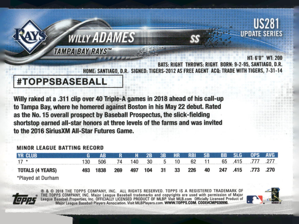 2018 Topps Update #US281 Willy Adames