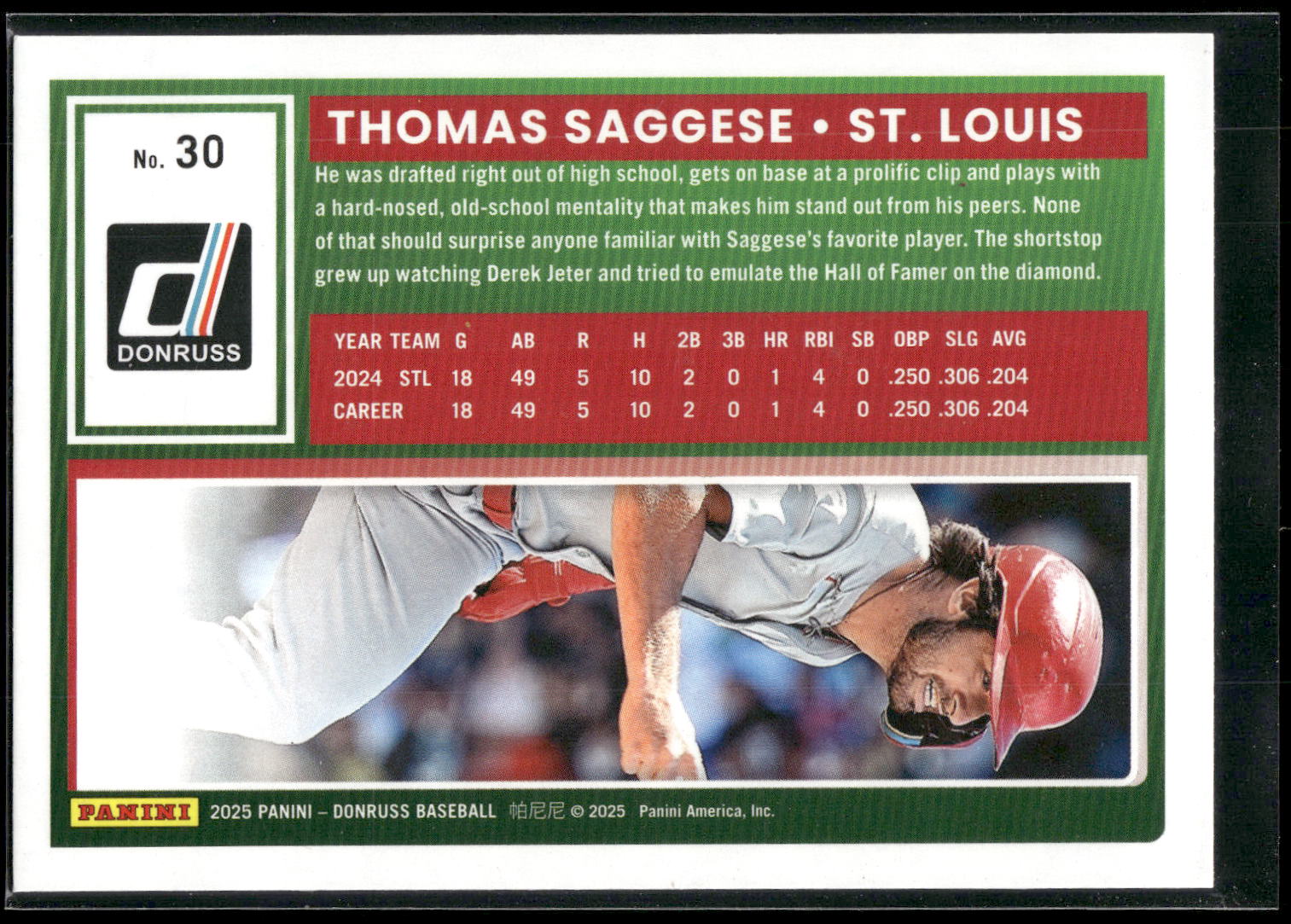 2025 Donruss #30 Thomas Saggese Liberty