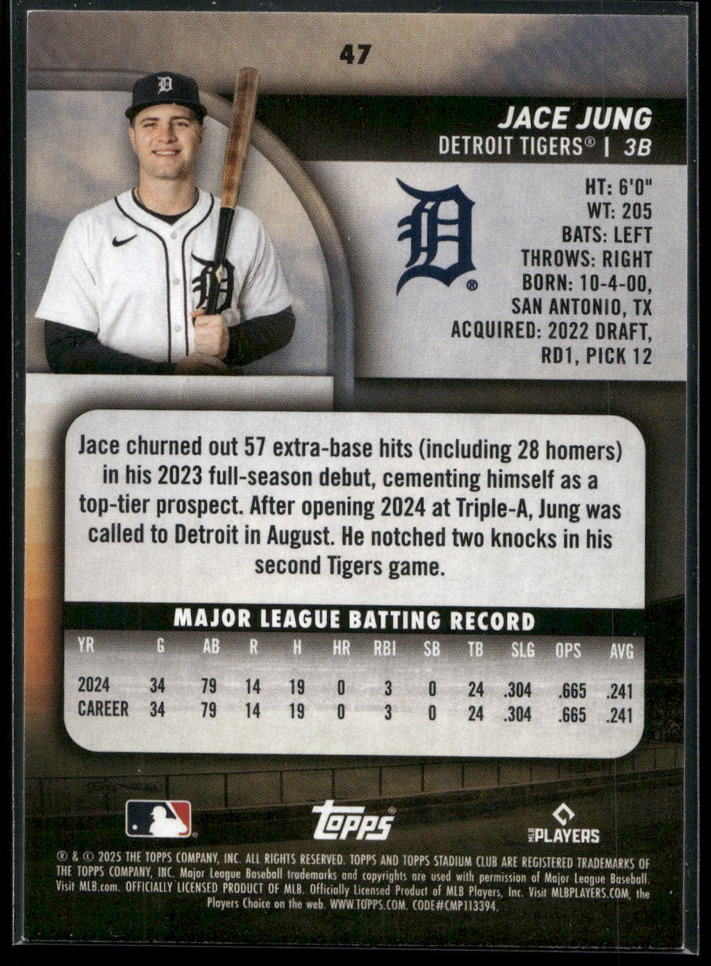 2025 Stadium Club #47 Jace Jung