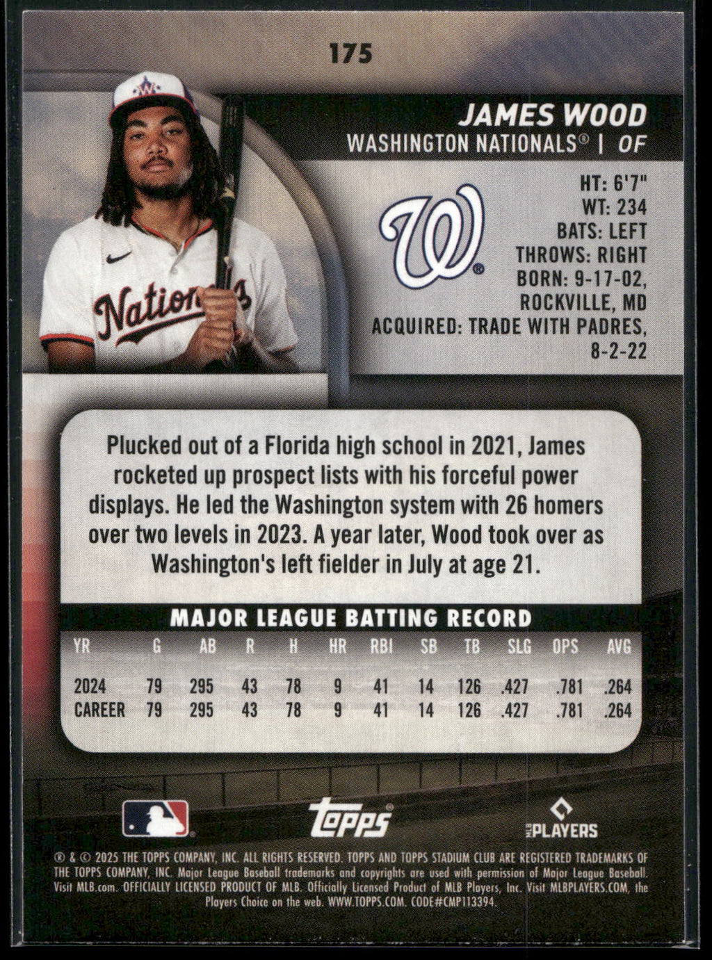 2025 Stadium Club #175 James Wood