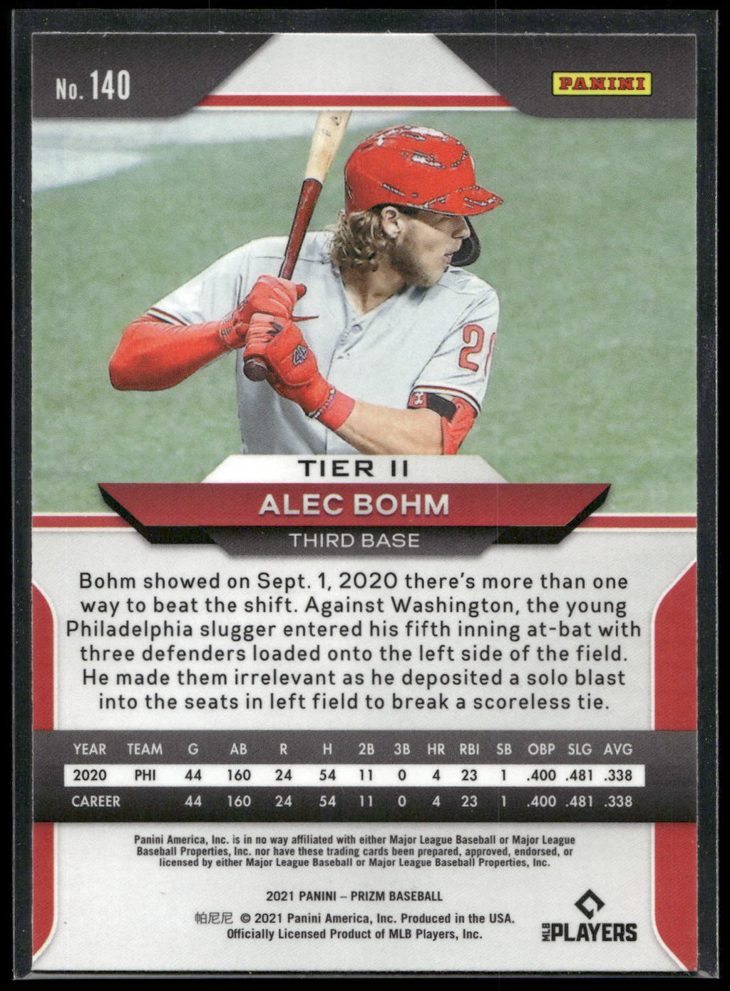 2021 Panini Prizm #140 Alec Bohm