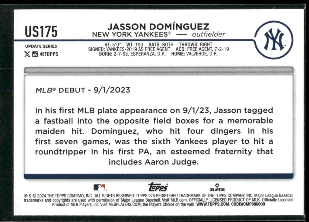 2024 Topps Update #US175 Jasson Domínguez