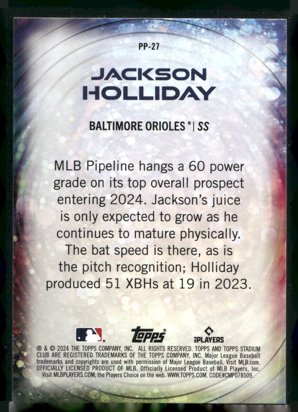 2024 Stadium Club #PP-27 Jackson Holliday Power Packed